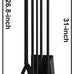 Fire Beauty 5Pcs Iron Fireplace Tools Set 31 Inch Indoor Fire Pit(Black)