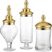 MyGift 3 Piece Clear Glass Apothecary Jars with Metallic Brass Tone Lids