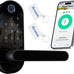 Keyless Entry Fingerprint Digital Smart Lock with Handle & Keypad: Electronic/Electric Lock with Code, App Control Biometric Deadbolt Door Knob for Front, Interior, Exterior & Bedroom Door (Silver)