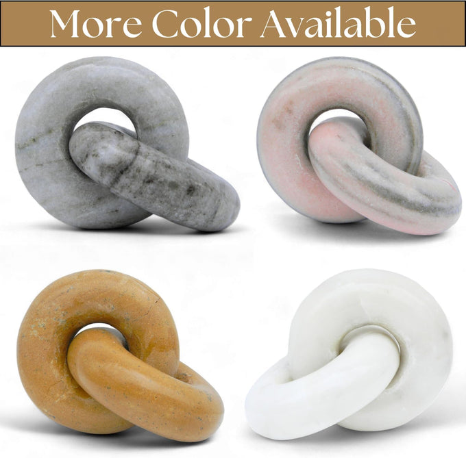 Marble Chain Link Decor - Small Bookshelf Decorative Object, Marble Decor Mid Century Modern Marble Accent for Neutral Home Decor, Room Decor, 3x4x3 Inches (White Chain)
