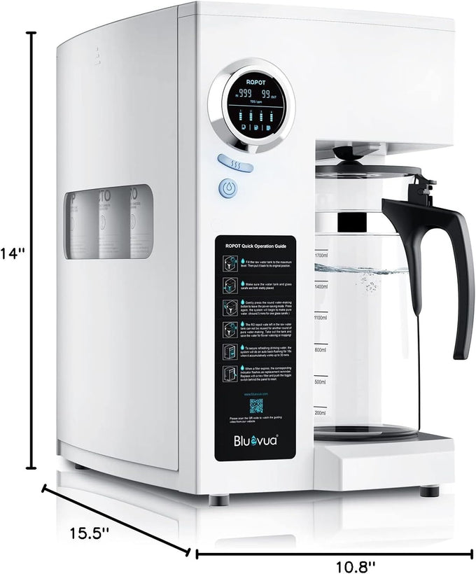 Bluevua RO100ROPOT Countertop Reverse Osmosis Water Filter System