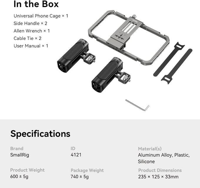 SmallRig Universal Phone Cage, Smartphone Video Rig Kit - 4121