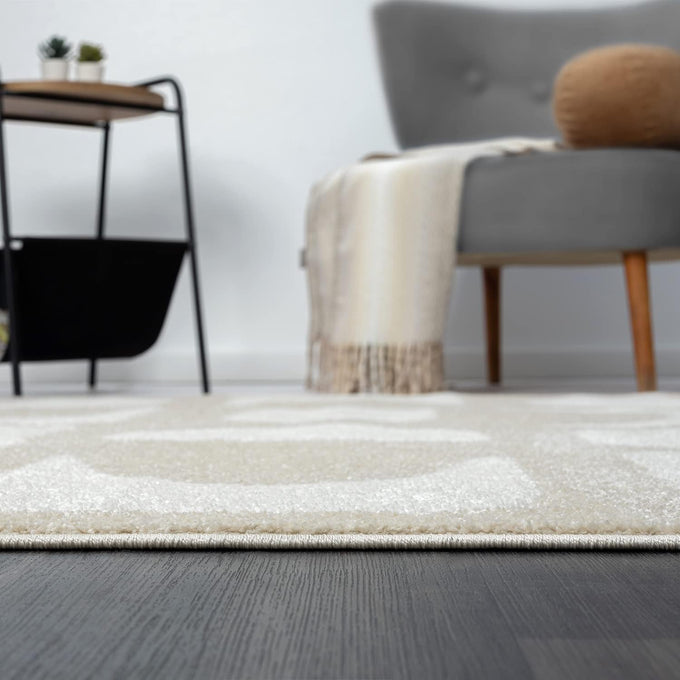 Abani Nuevo Collection Area Rug - Modern Geometric Beige/Cream Design - 4'x6' - Easy to Clean - Durable for Kids and Pets - Non-Shedding - Medium Pile - Soft Feel - for Living Room, Bedroom & Office