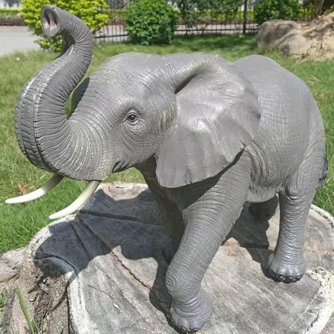 Large-Scale Realistic Resin Elephant Sculpture Statue-Country Style Animal Decor for Garden Yard Lawn Patio Balcony Entryway, Housewarming Gift for Independence Day Halloween Easter Thanksgiving