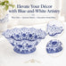 Blue and White Ceramic Fruit Bowl, Chinoiserie Decorative Pedestal Bowl