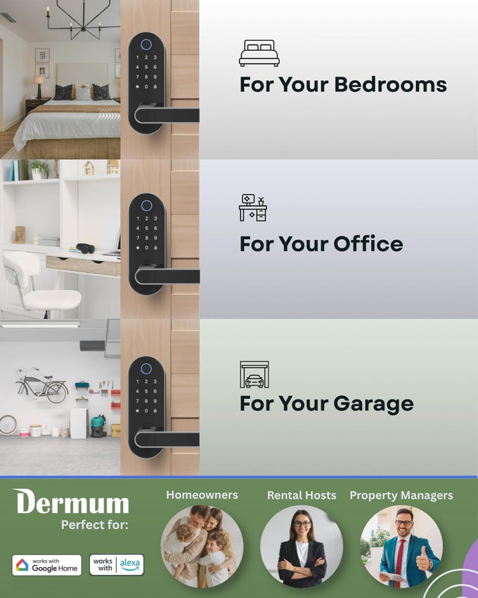 Keyless Entry Fingerprint Digital Smart Lock with Handle & Keypad: Electronic/Electric Lock with Code, App Control Biometric Deadbolt Door Knob for Front, Interior, Exterior & Bedroom Door (Silver)