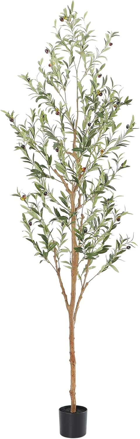 Bellacat Faux Olive Tree with Natural Wood Trunk, 7ft, 1Pack