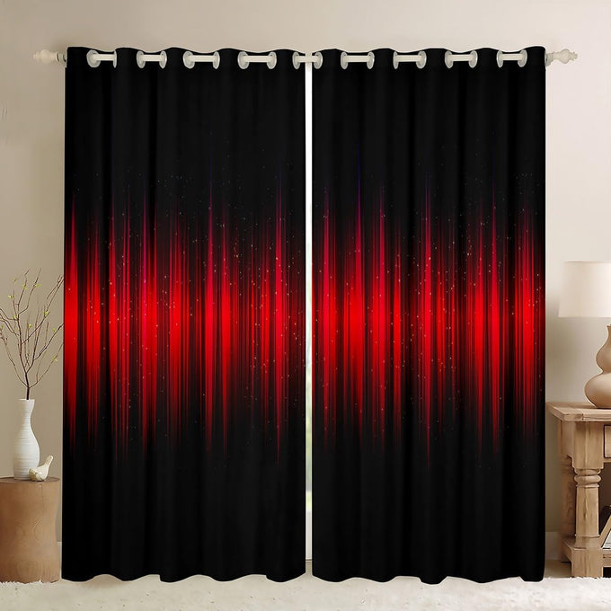Feelyou Red and Black Darkening Drapes Abstract Ombre Blackout Curtains Boys Stripes Window Curtains Kids Toddler Red and Black Striped Window Treatments (2 Panels, 52 x 84 Inch)