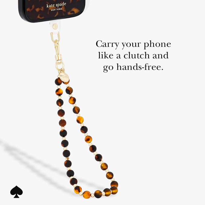 kate spade new york Phone Charm Wrist Strap w/Anchor Card - Tortoise Bead