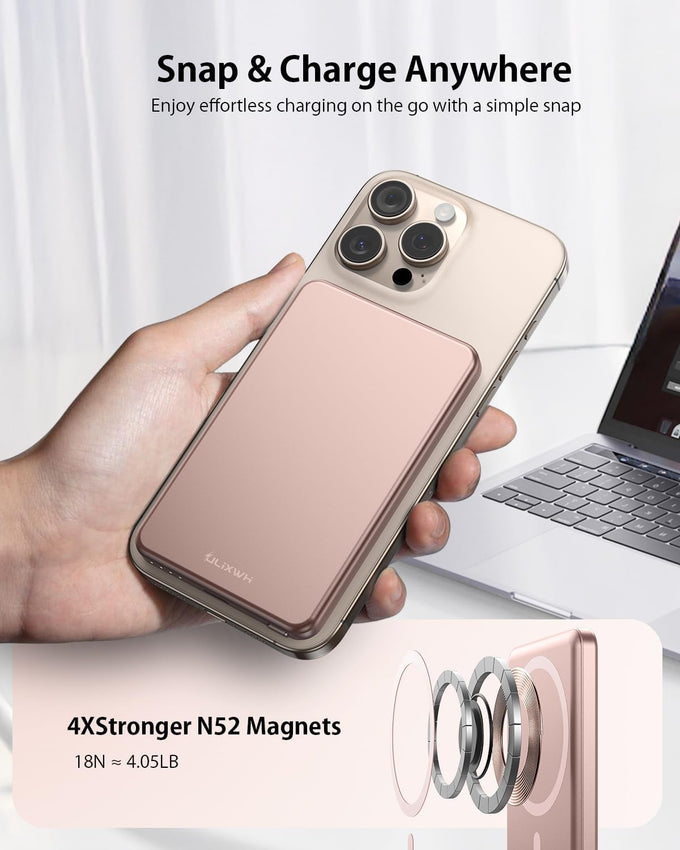 ULiXWH [0.3" Ultra Slim] [Alloy-Made] for Magsafe Portable Charger iPhone