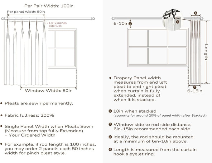 TWOPAGES Beige Pinch Pleated Voile Sheer Window Curtain, 36Wx96L, 1 Panel