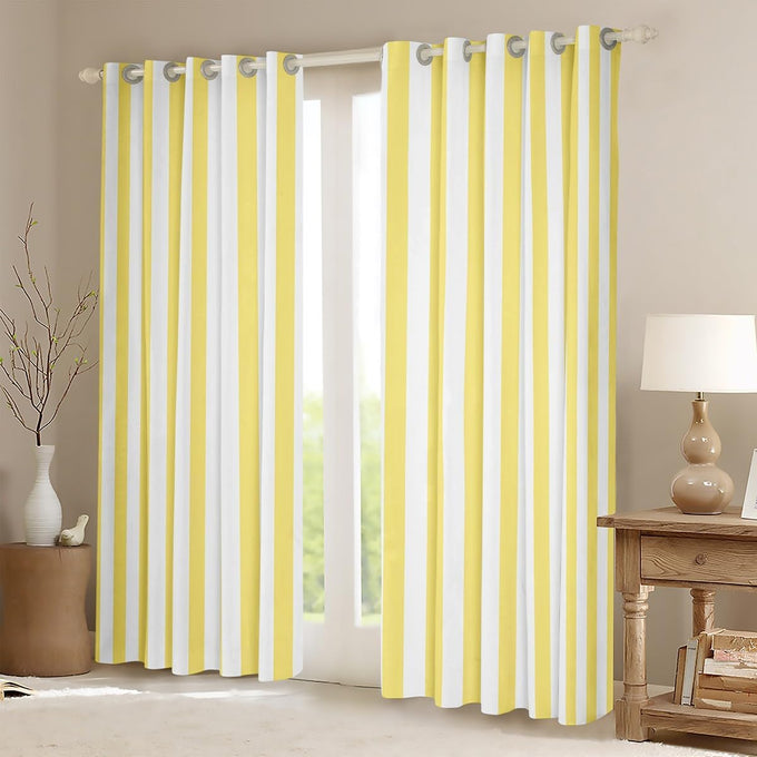 Feelyou Yellow White Striped Blackout Curtains Striped Darkening Drapes for Bedroom Living Room Decor Basic Simple Thermal Insulated Shades Geometric Window Treatments, 2 Panels 52 x 90 Inch