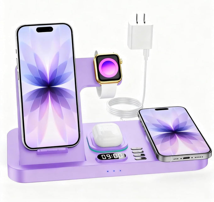 Dual Phone Foldable Wireless Charging Station for Apple, Couple&Family Use