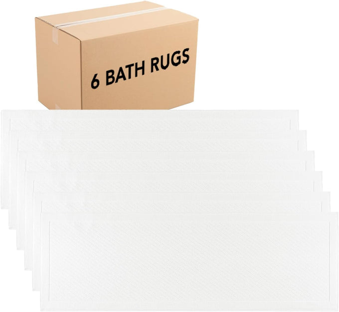 Arkwright 100% Cotton Bulk Bathroom Rugs - Case of 6 - High Absorbent Stylish Textured Woven Design Bath Mat, Slip Resistant Backing for Shower and Bathtub Floor, 17x24 in - White