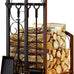 Firewood Storage Rack, Iron, Black, Portable, 20 in