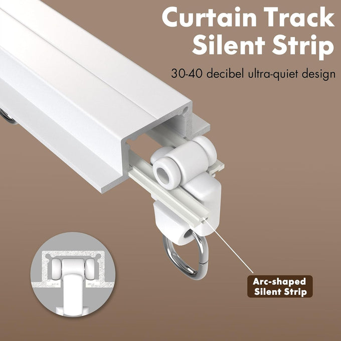 Ceiling Mount Recessed curtain track System for Window Treatments, White Aluminum (8ft)