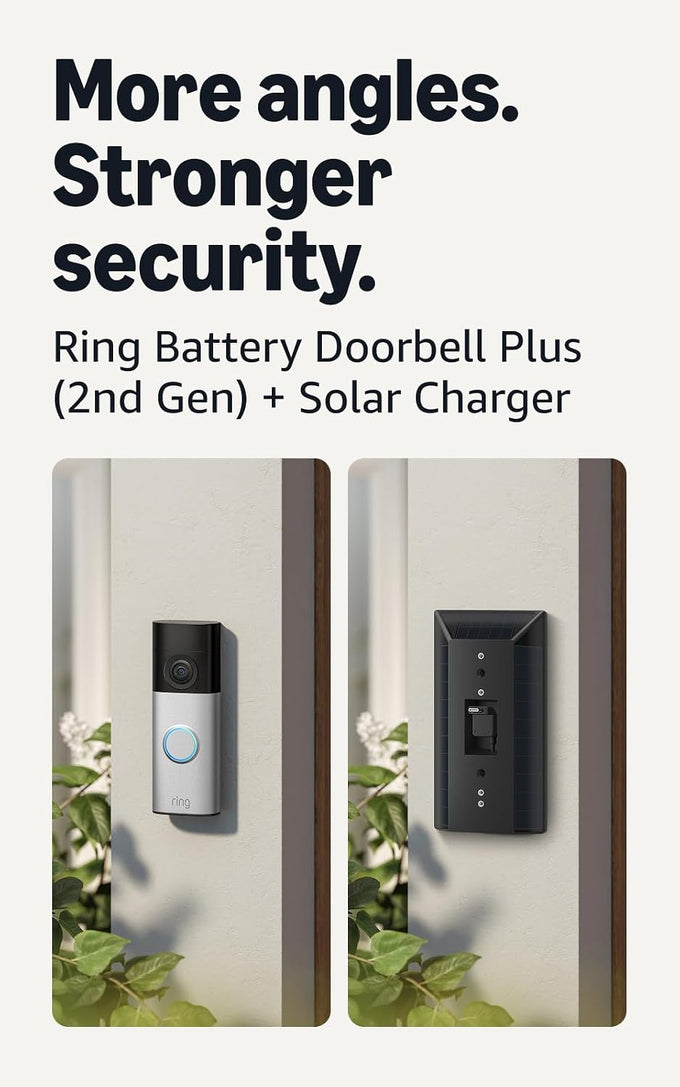 Ring Battery Doorbell 2K Plus (newest model), Retinal 2K with wide-angle video, up to 6x Enhanced Zoom, Night Vision, and Quick Release Battery Pack, Nickel Silver