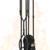 AMAGABELI Garden & Home 5 Pcs Fireplace Tools Brass Handles Wrought Iron Set Holder Indoor Outdoor Fireset Fire Pit Stand Rustic Tongs Shovel Brush Chimney Poker Wood Stove Hearth Accessories Kit