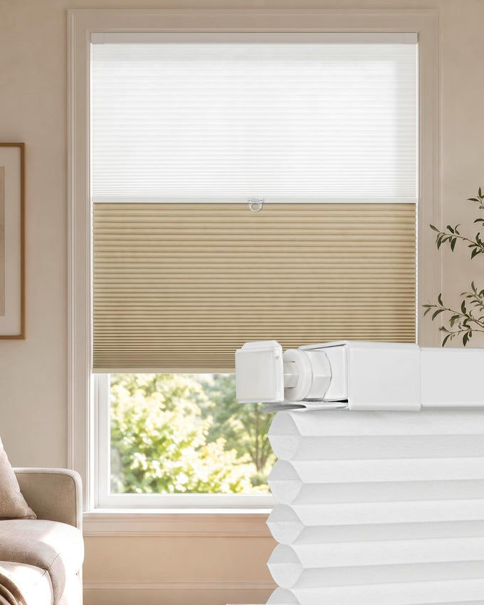LazBlinds No Drill Cordless Day Night Cellular Shades, 34.5"W x 64"H, White