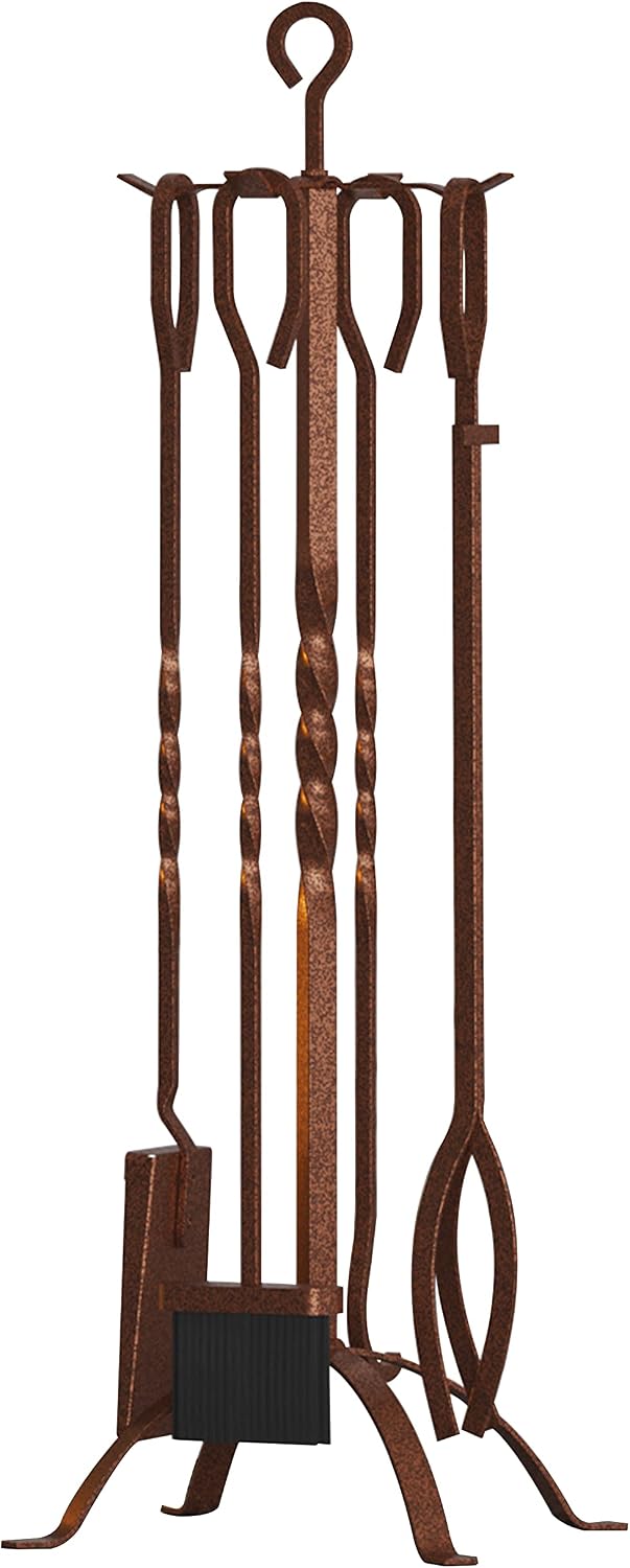 Fire Beauty 5 Pcs Wrought Iron Fireplace Tool Set Indoor Outdoor Fire Pit