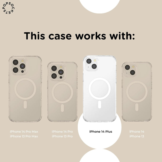 PopSockets iPhone 14 Plus Phone Case with MagSafe- Clear
