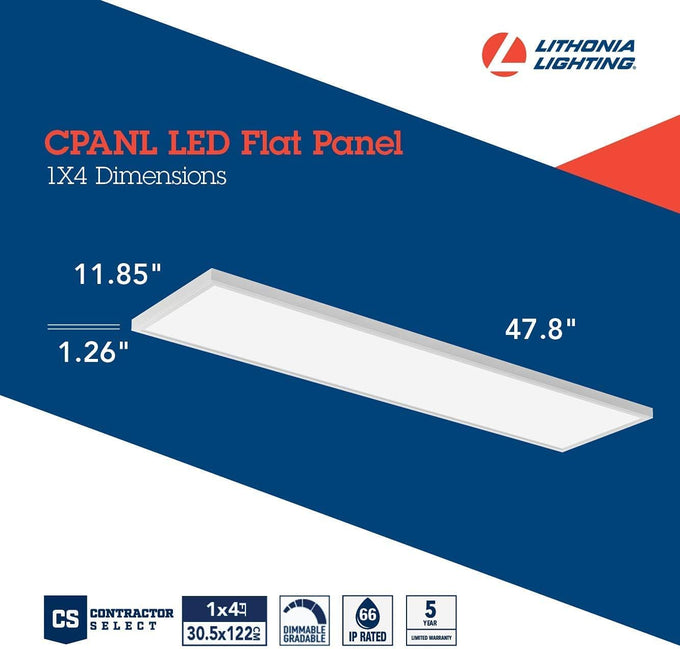 Lithonia Lighting 1x4 LED Flat Panel Light, 4000 Lumens, 3500K/4000K/5000K