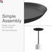 Round Metal Drink Table with Black Top and Faux Marble Base – Small Pedestal Side Table for Living Room, Bedroom, or Office – Modern Black Round Cocktail Table, Easy Assembly, Scratch-Resistant