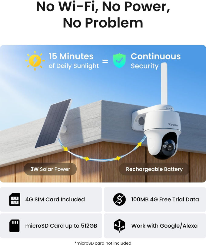 REOLINK 2K+ 4G LTE Cellular Security Camera Wireless Outdoor