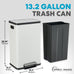 SIMPLI-MAGIC 13.2 Gallon (50L) Step Trash Can – Kitchen Garbage Can with Slow-Close Lid – Odor Control, Hands-Free, Easy to Clean, White