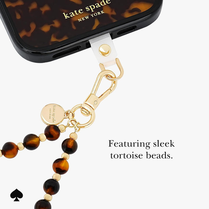 kate spade new york Phone Charm Wrist Strap w/Anchor Card - Tortoise Bead