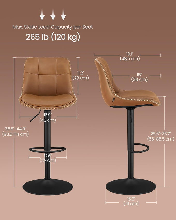 VASAGLE Bar Stools Set of 4, Swivel, Adjustable Height, Quilt