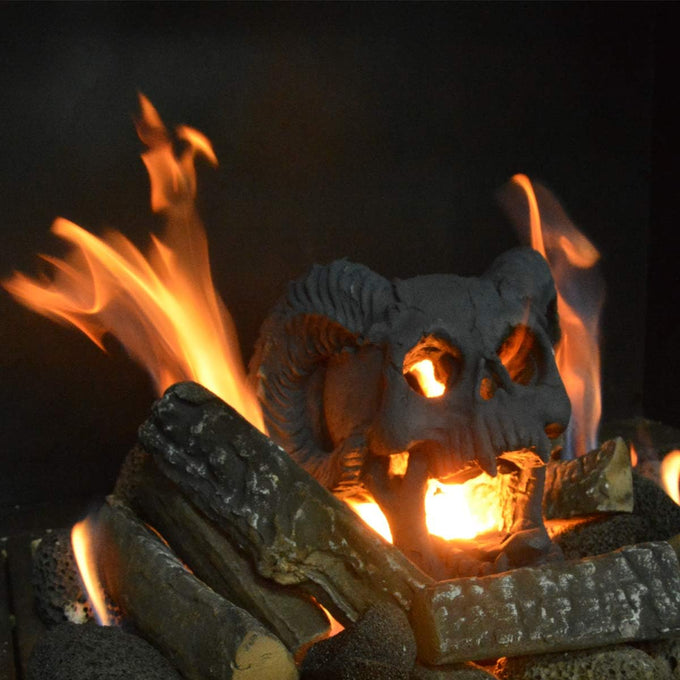 Stanbroil Fire Pit Skull Gas Log for Fireplace Halloween Decor