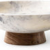 Cork & Mill Marble Decorative Bowl with Acacia Wood Pedestal, 11 Inch