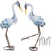 YEAHOME Garden Decor Outdoor Statues, 38"/36" Large Metal Heron Standing Yard Art, Blue Crane Lawn Sculptures Garden Decor for Outside Patio Porch Backyard, Set of 2