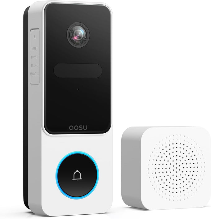 aosu Video Doorbell Camera Wireless, 2K QHD, 170° Wide Angle, 2.4 GHz WiFi