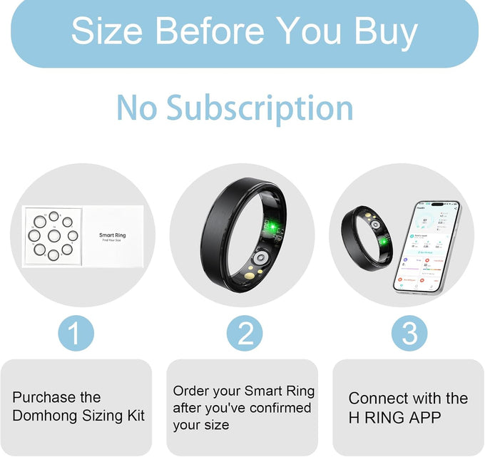 Smart Ring, Fitness & Health Tracker/Sleep/HRV/Heart Rate/SpO2 (Black,06#)