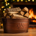 BREKX 25-Quart Tub for Firewood Storage Rack Log Holder - Heavy-Duty Portable Galvanized Tub with Handles for Indoor/Outdoor (Bronze Paw)