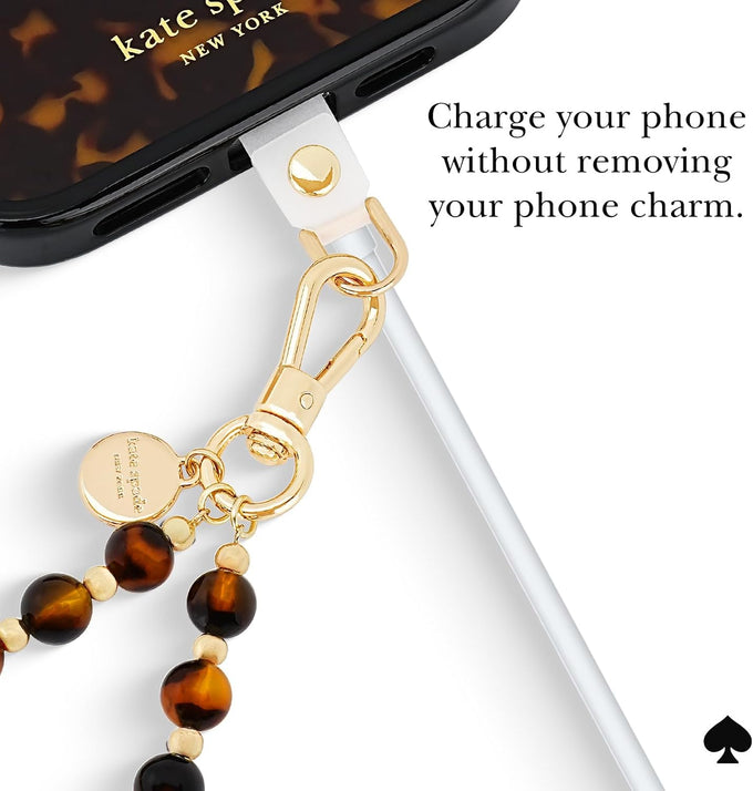 kate spade new york Phone Charm Wrist Strap w/Anchor Card - Tortoise Bead