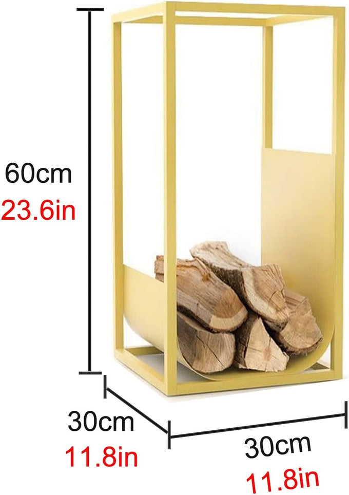 Modern Firewood Log Rack, Small Spaces Indoor Outdoor Fire Log Stacker Stand, Carrier Heavy Duty Firewood Holder for Patio Deck (Color : Gold)