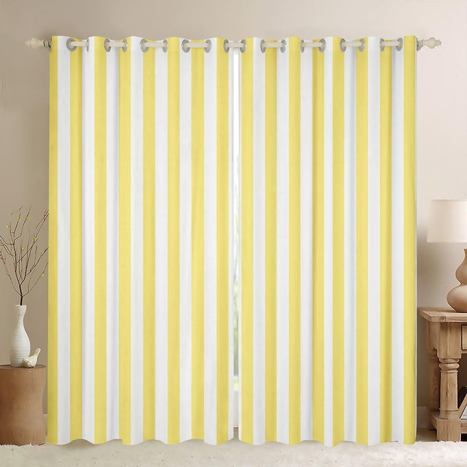 Feelyou Yellow White Striped Blackout Curtains Striped Darkening Drapes for Bedroom Living Room Decor Basic Simple Thermal Insulated Shades Geometric Window Treatments, 2 Panels 52 x 90 Inch