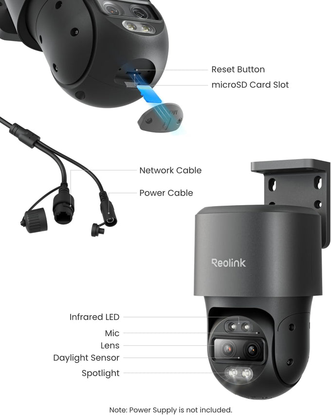 REOLINK TrackMix PoE Grey Dual-Lens PTZ Security Camera 6X Hybrid Zoom