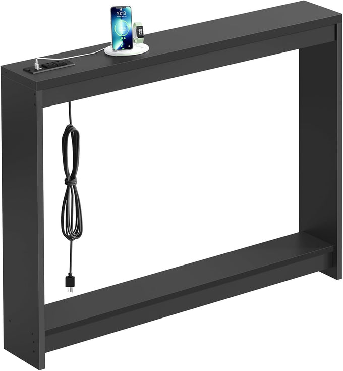 FAVOOSTY 39.4" Sofa Table Behind Couch, Narrow Console Table, Rustic Brown