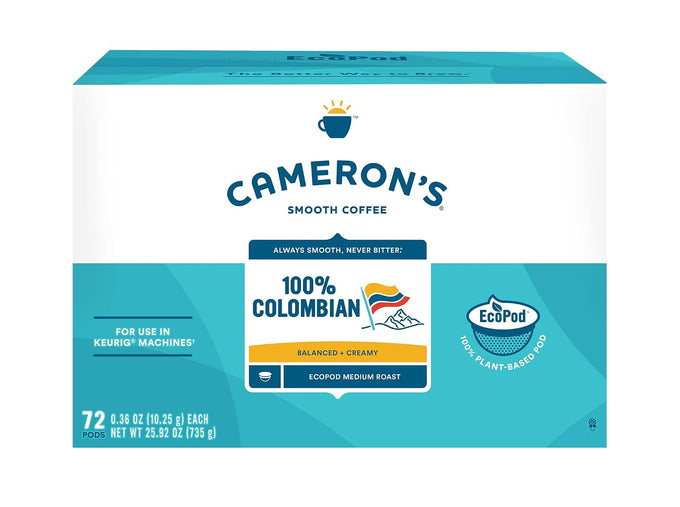 Cameron's Coffee Single Serve Pods, 100% Colombian, 72 Count (Pack of 1)