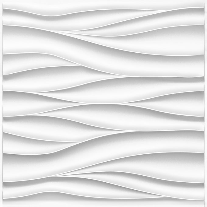 STICKGOO Wave 3D Wall Panels, White Marble, 19.7" x 19.7"