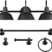 Globe Electric 65554 Barnyard 3-Light Vanity Light, Matte Black, White Interior Shades