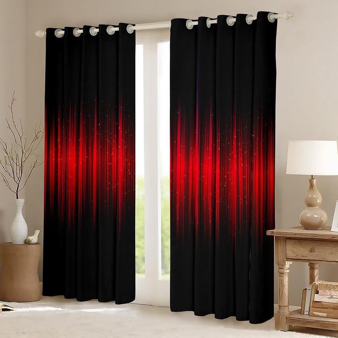 Feelyou Red and Black Darkening Drapes Abstract Ombre Blackout Curtains Boys Stripes Window Curtains Kids Toddler Red and Black Striped Window Treatments (2 Panels, 52 x 84 Inch)
