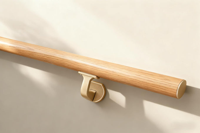 8 FT Handrails for indoor&outdoor stairs,deck,slope,Modern Aluminum Handrail Set, Wall-Mounted with Zinc-Alloy Brackets，Crafted from aluminum alloy (not solid wood) rust-free (Cherry Wood Grain, 8 FT)