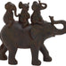 Deco 79 Resin Elephant Decorative Sculpture Walking Home Decor Statue with Dark Brown Deer, Accent Figurine 20" x 6" x 11", Black