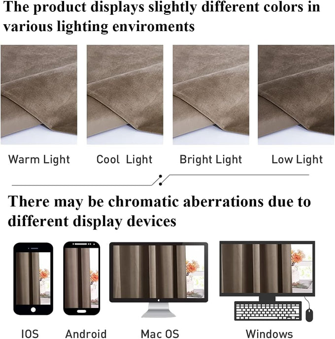 StangH Taupe Velvet Curtains Luxury Extra or Living Room, W52 x L108, 2 Pcs
