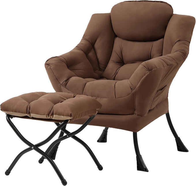 Tiita Lazy Chair with Ottoman, Comfy Reading Accent Chair, Dark Grey